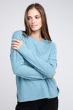 Ribbed Brushed Melange Hacci Sweater with a Pocket