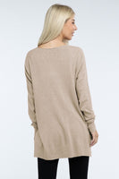 Hi-Low Hem Front Seam Sweater