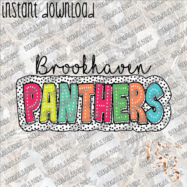 Bubble Dot Brookhaven Panthers INSTANT DOWNLOAD print file PNG