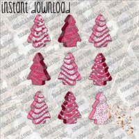 Christmas Cakes - Pink INSTANT DOWNLOAD print file PNG