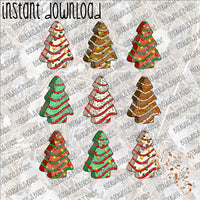 Christmas Cakes INSTANT DOWNLOAD print file PNG