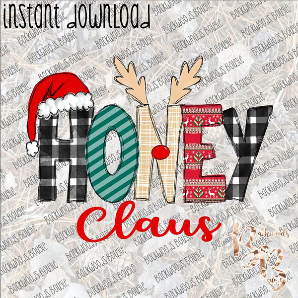 Christmas Honey Claus INSTANT DOWNLOAD print file PNG