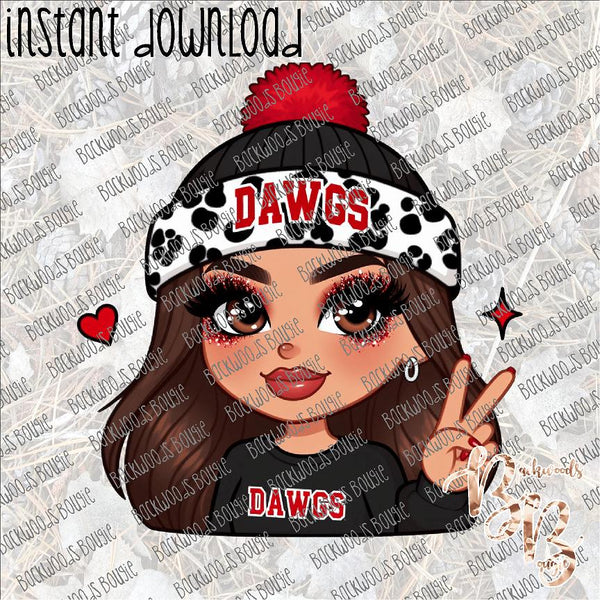 Dawgs Brunette INSTANT DOWNLOAD print file PNG