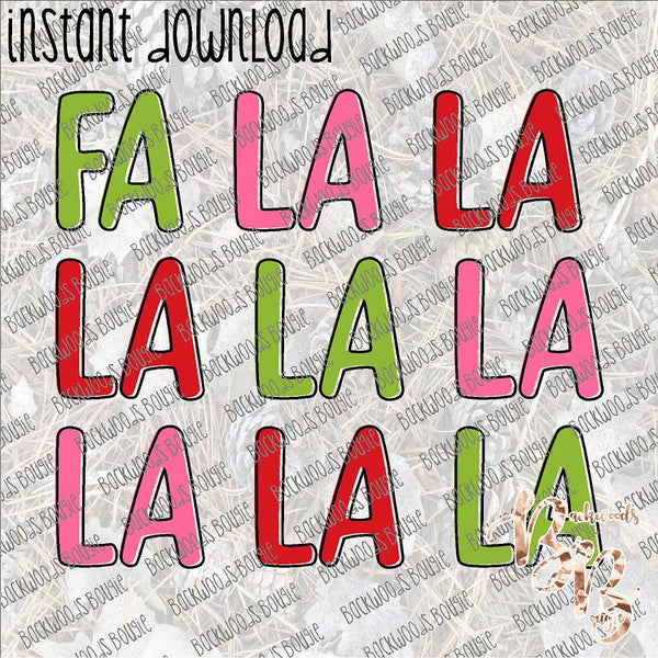 Fa La La Stacked Outline INSTANT DOWNLOAD print file PNG