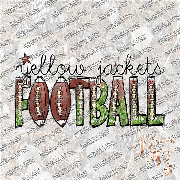 Football Field Doodle Letters - Yellow Jackets SUBLIMATION Transfer READY to PRESS
