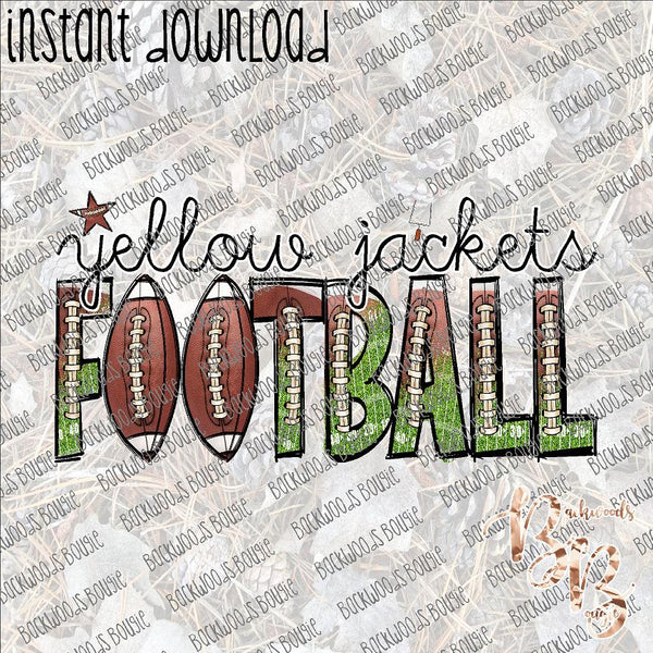 Football Field Doodle Letters - Yellow Jackets INSTANT DOWNLOAD print file PNG