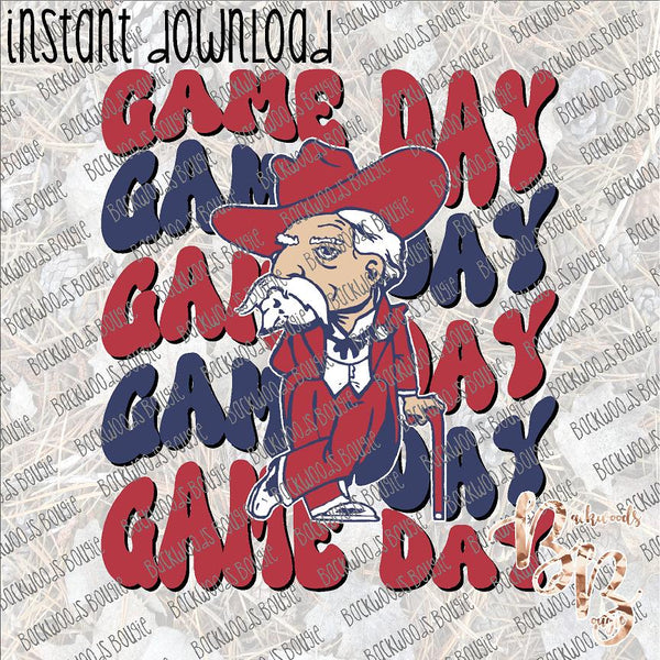 Game Day Retro - Ole Miss INSTANT DOWNLOAD print file PNG