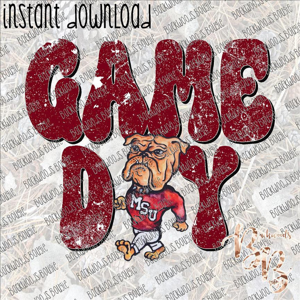 Game Day Retro Distressed - Bulldogs INSTANT DOWNLOAD print file PNG