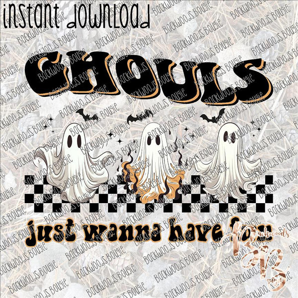 Ghouls Just Wanna Have Fun Retro INSTANT DOWNLOAD print file PNG