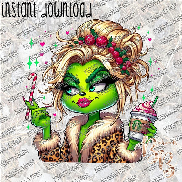 Grinchy Girl 2 INSTANT DOWNLOAD print file PNG