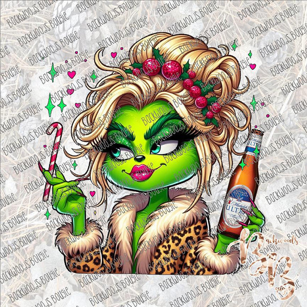 Grinchy Girl Michelob SUBLIMATION Transfer READY to PRESS