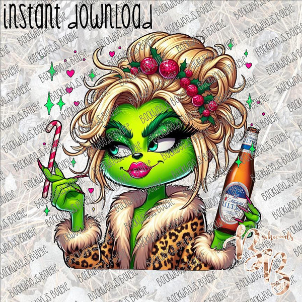 Grinchy Girl Michelob INSTANT DOWNLOAD print file PNG