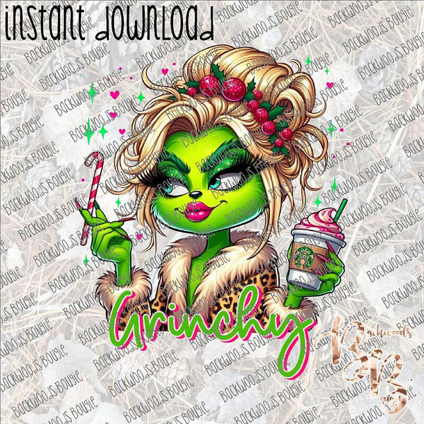 Grinchy Girl INSTANT DOWNLOAD print file PNG