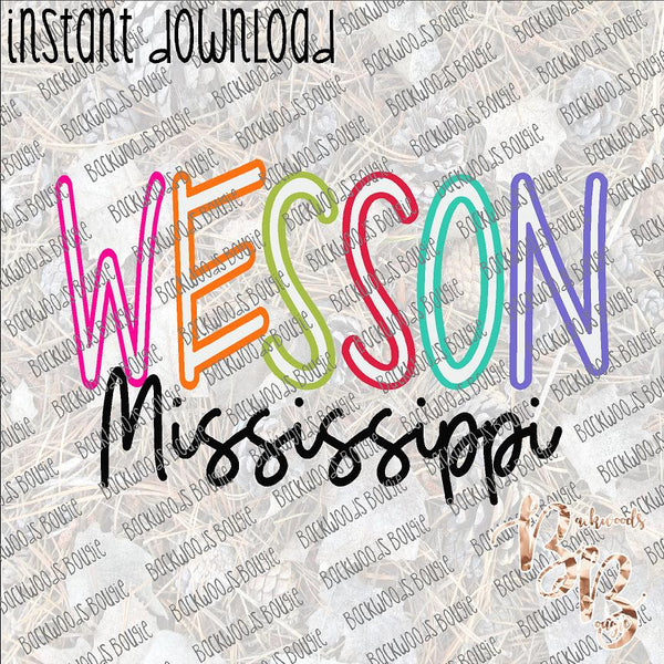 Hometown Inline - Wesson INSTANT DOWNLOAD print file PNG
