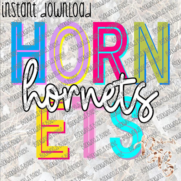 Hornets Bright Inline Shadow INSTANT DOWNLOAD print file PNG