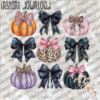 Leopard Pumpkin Bow Coquette INSTANT DOWNLOAD print file PNG