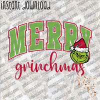 Merry Grinchmas  - Curved INSTANT DOWNLOAD print file PNG