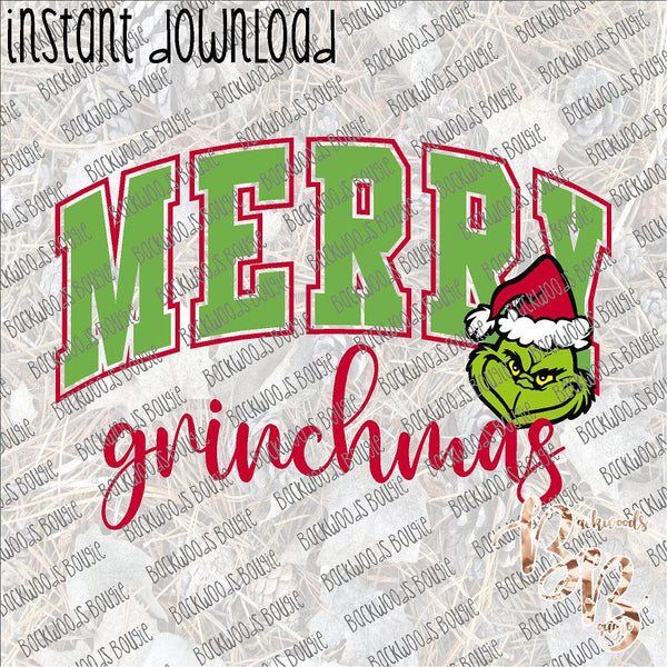 Merry Grinchmas  - Curved INSTANT DOWNLOAD print file PNG