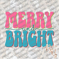 Merry and Bright Retro SUBLIMATION Transfer READY to PRESS