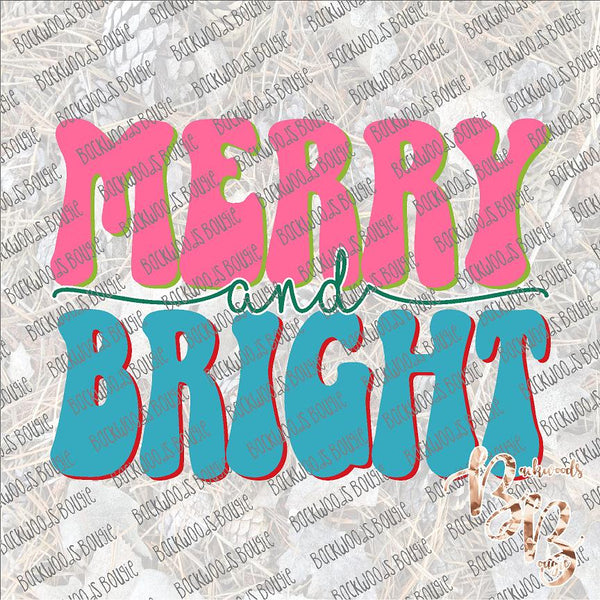 Merry and Bright Retro SUBLIMATION Transfer READY to PRESS