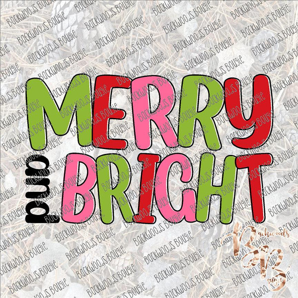 Merry and Bright Outline SUBLIMATION Transfer READY to PRESS