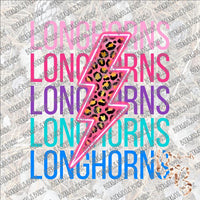 Neon Lightning Bolt Longhorns SUBLIMATION Transfer READY to PRESS