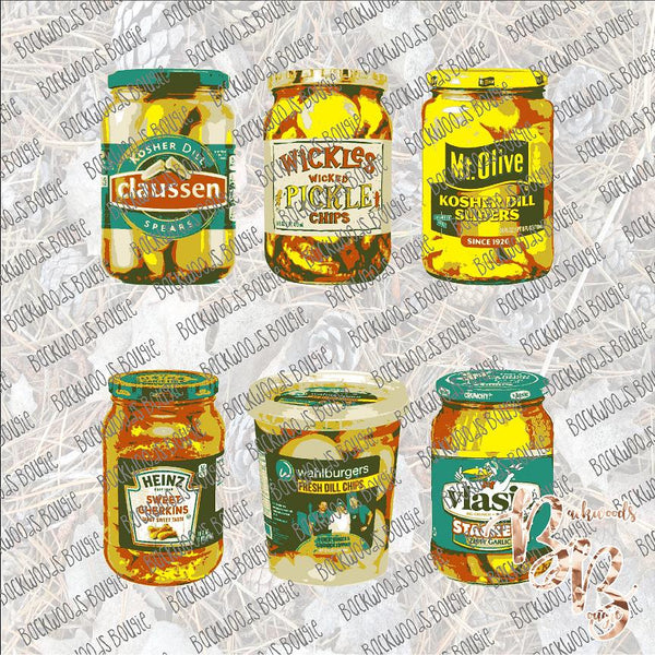 Pickle Jars - Cartoon SUBLIMATION Transfer READY to PRESS