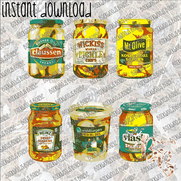 Pickle Jars - Cartoon INSTANT DOWNLOAD print file PNG