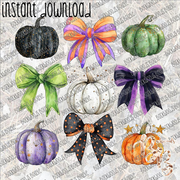 Pumpkin Bow Coquette INSTANT DOWNLOAD print file PNG