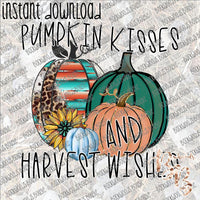 Pumpkin Kisses and Harvest Wishes INSTANT DOWNLOAD print file PNG