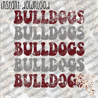 Retro Repeat Bulldogs - Maroon and Gray INSTANT DOWNLOAD print file PNG