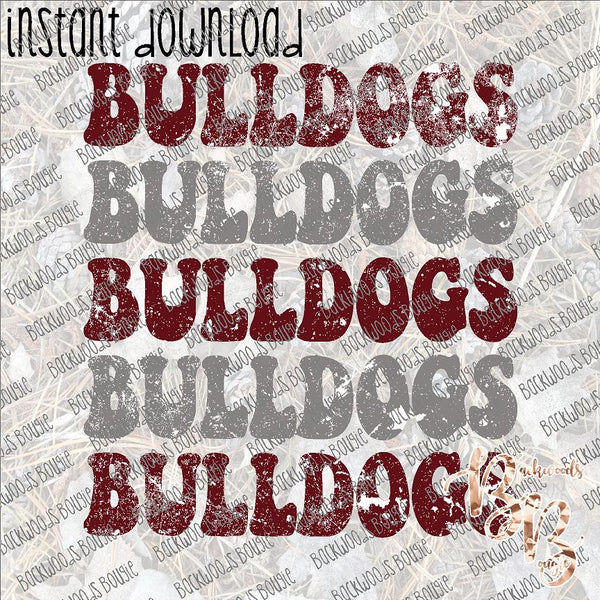 Retro Repeat Bulldogs - Maroon and Gray INSTANT DOWNLOAD print file PNG