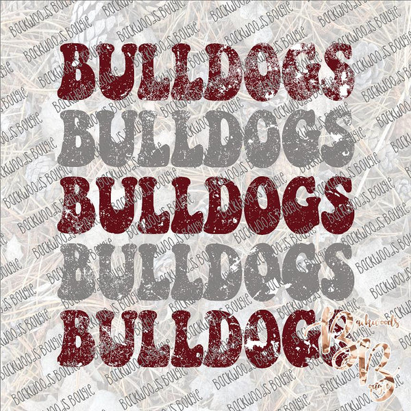 Retro Repeat Bulldogs - Maroon and Gray SUBLIMATION Transfer READY to PRESS