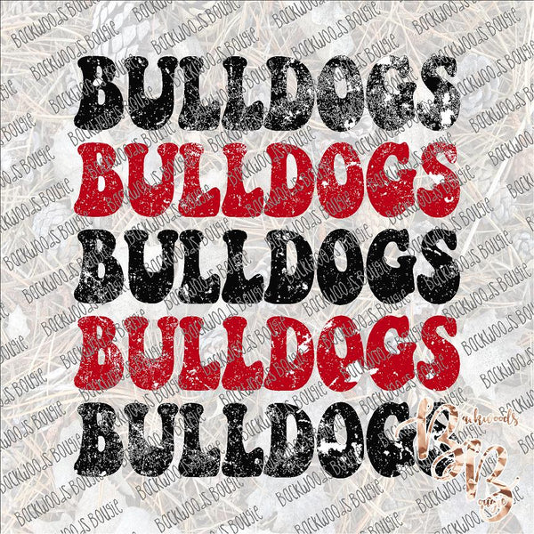 Retro Repeat Bulldogs - Red and Black SUBLIMATION Transfer READY to PRESS