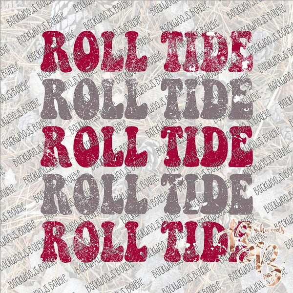 Retro Repeat Roll Tide - Crimson and Gray SUBLIMATION Transfer READY to PRESS