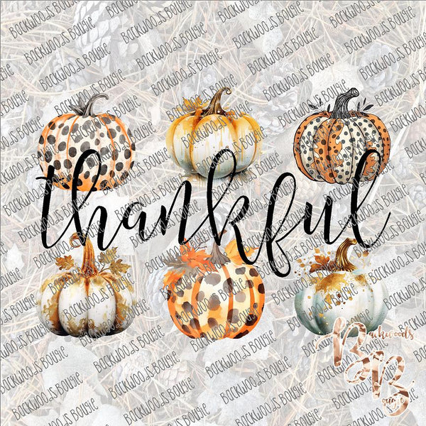 Thankful Watercolor Pumpkins SUBLIMATION Transfer READY to PRESS