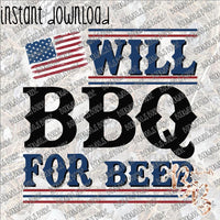 Will BBQ for Beer INSTANT DOWNLOAD print file PNG