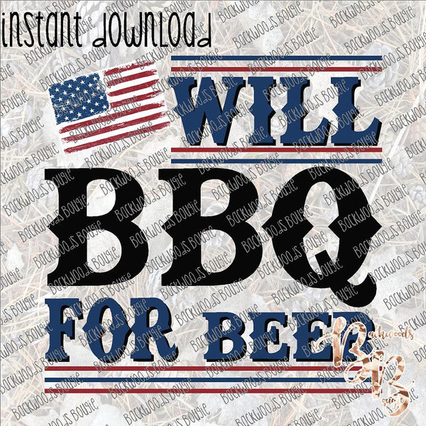 Will BBQ for Beer INSTANT DOWNLOAD print file PNG