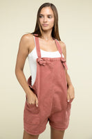 Washed Knot Strap Romper