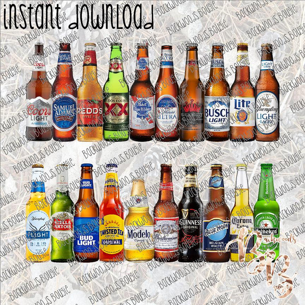 Beer Bottles INSTANT DOWNLOAD print file PNG