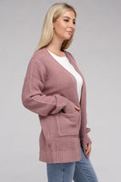 Low Gauge Waffle Open Cardigan Sweater