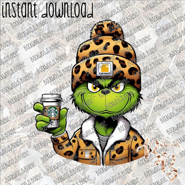 Grinch Beanie Coffee INSTANT DOWNLOAD print file PNG