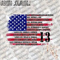 13 Tribute Flag INSTANT DOWNLOAD print file PNG