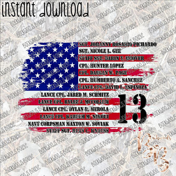 13 Tribute Flag INSTANT DOWNLOAD print file PNG