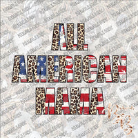 All American Mama Leopard and Flag SUBLIMATION Transfer READY to PRESS