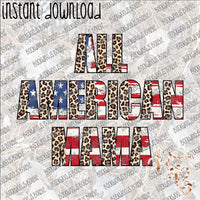 All American Mama Leopard and Flag INSTANT DOWNLOAD print file PNG