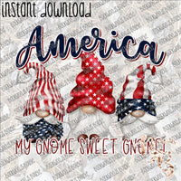 America My Gnome Sweet Gnome INSTANT DOWNLOAD print file PNG