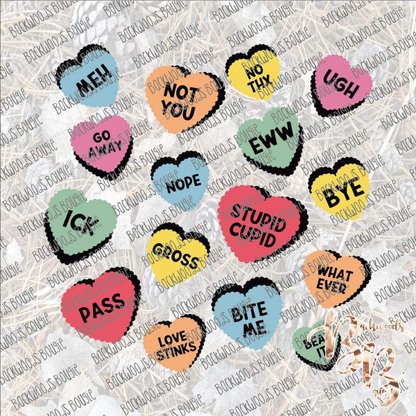 Anti Valentine Conversation Hearts SUBLIMATION Transfer READY to PRESS