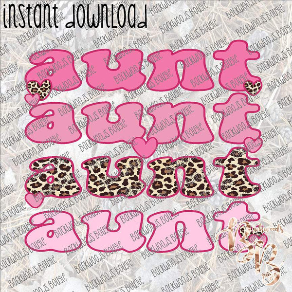 Aunt Stacked Pink INSTANT DOWNLOAD print file PNG