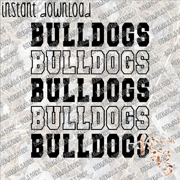 Bulldogs Repeat Text INSTANT DOWNLOAD print file PNG